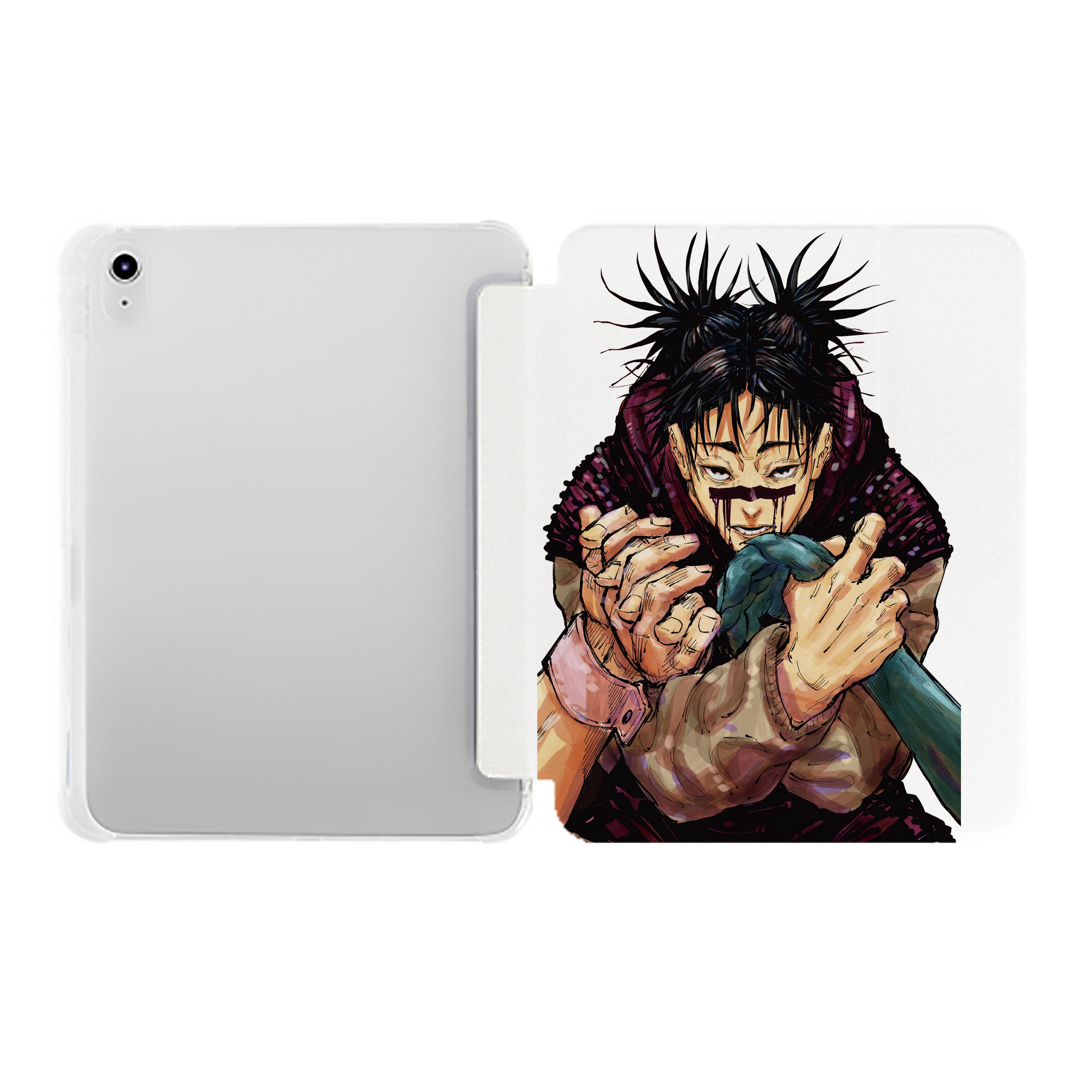 （画像用） 呪術廻戦 Jujutsu Kaisen IPad ケース ペン収納付き 三つ折りスタンド PUレザー×シリコン 対応機種9.5/10.5/10.9インチ